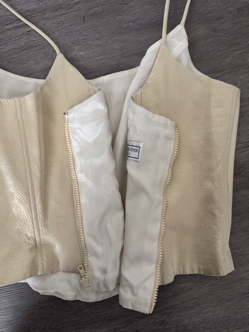 Jessica McClintock Gunne Sax Metallic Champagne Gold Corset Top - Picture 6 of 9